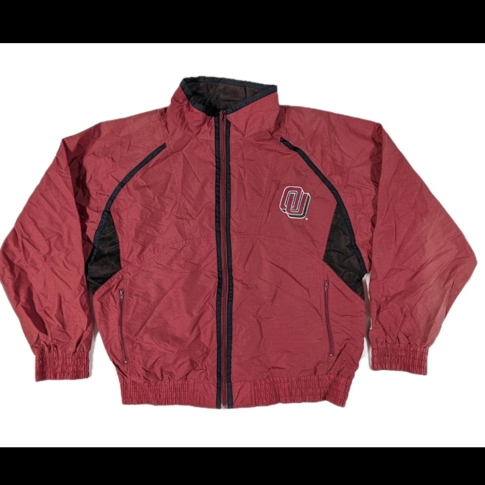 Vintage Oklahoma University Sooners Logo 7 Windbreaker Size Large